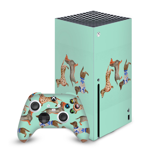 Cat Coquillette Art Mix Dachshunds Vinyl Sticker Skin Decal Cover for Microsoft Series X Console & Controller