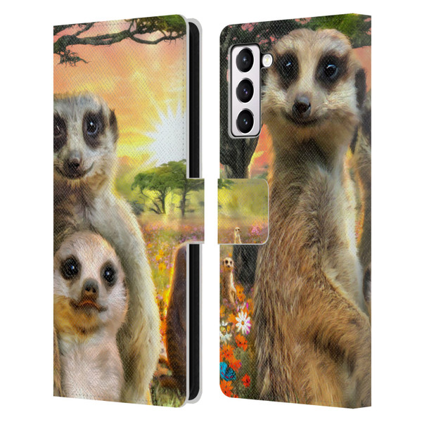 Aimee Stewart Animals Meerkats Leather Book Wallet Case Cover For Samsung Galaxy S21+ 5G