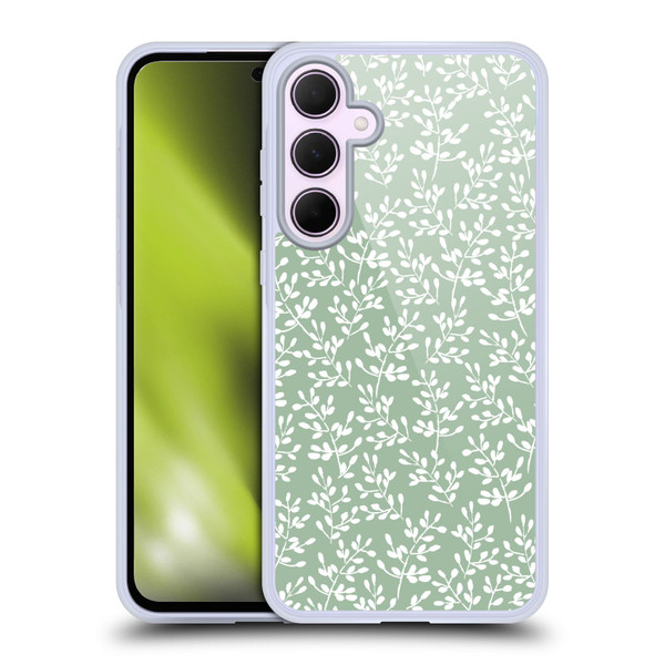 Anis Illustration Mix Pattern Tiny Leaves Green Soft Gel Case for Samsung Galaxy A35 5G