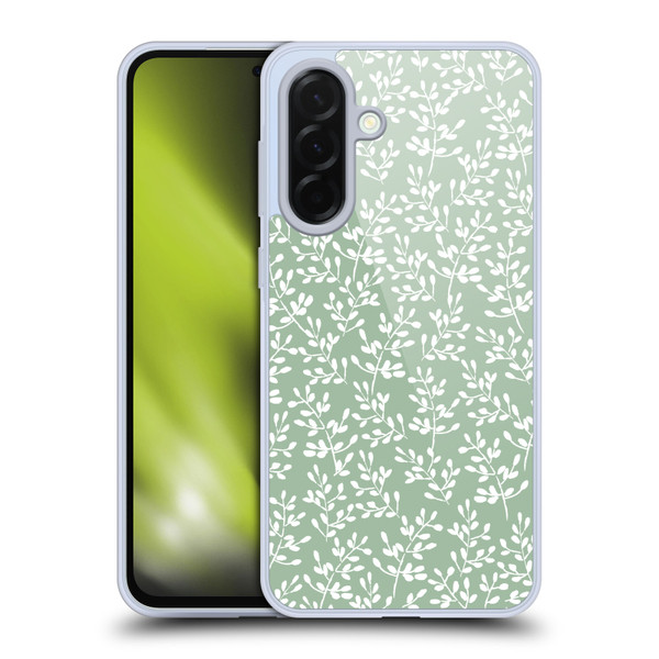 Anis Illustration Mix Pattern Tiny Leaves Green Soft Gel Case for Samsung Galaxy A36 5G
