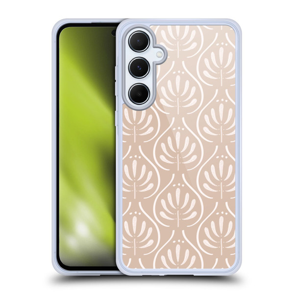 Anis Illustration Mix Pattern Boho Beige Soft Gel Case for Samsung Galaxy A55 5G