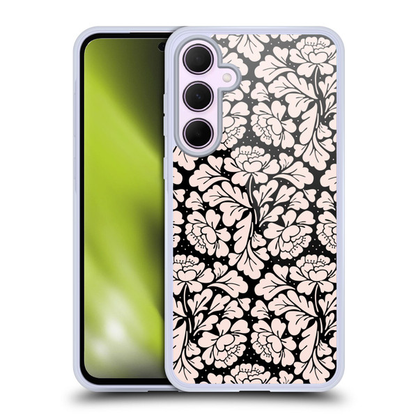 Anis Illustration Flower Pattern 2 Black 1 Soft Gel Case for Samsung Galaxy A35 5G