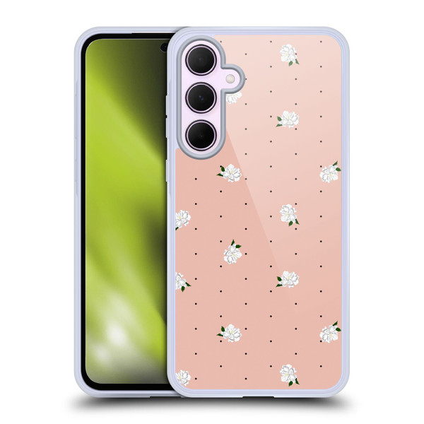 Anis Illustration Flower Pattern 2 Dots Soft Gel Case for Samsung Galaxy A35 5G