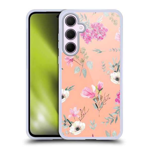 Anis Illustration Flower Pattern 2 Peach Soft Gel Case for Samsung Galaxy A35 5G