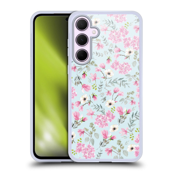 Anis Illustration Flower Pattern 2 Pink Soft Gel Case for Samsung Galaxy A35 5G
