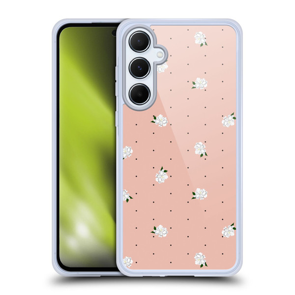 Anis Illustration Flower Pattern 2 Dots Soft Gel Case for Samsung Galaxy A55 5G