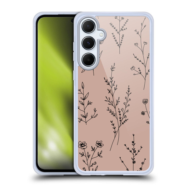 Anis Illustration Wildflowers Blush Pink Soft Gel Case for Samsung Galaxy A55 5G