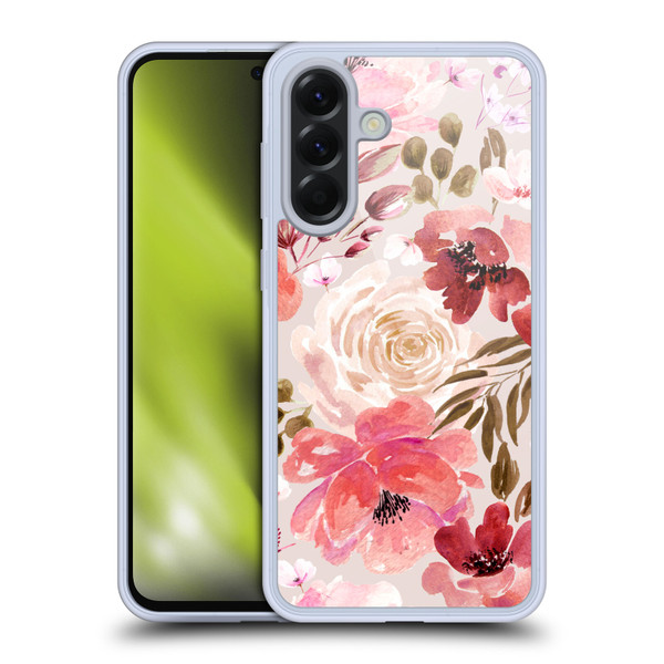 Anis Illustration Floral Pattern Light Red Soft Gel Case for Samsung Galaxy A56 5G
