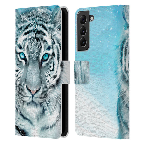 Aimee Stewart Animals White Tiger Leather Book Wallet Case Cover For Samsung Galaxy S22+ 5G