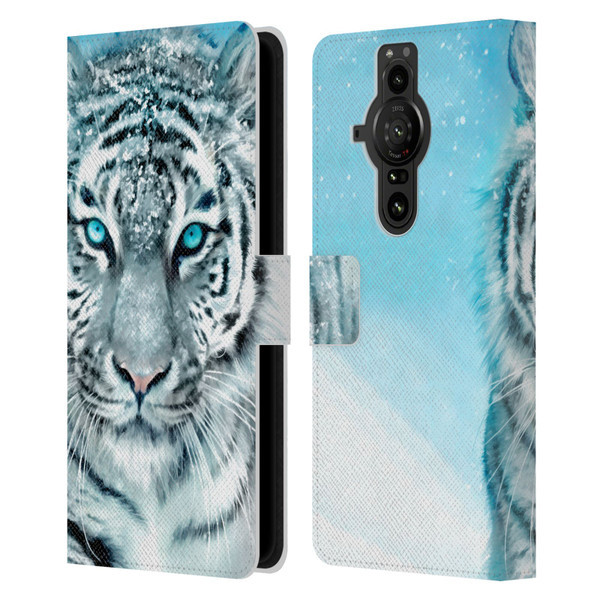 Aimee Stewart Animals White Tiger Leather Book Wallet Case Cover For Sony Xperia Pro-I