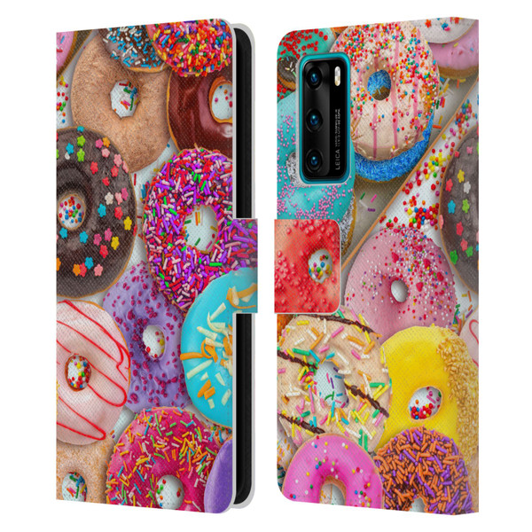 Aimee Stewart Colourful Sweets Donut Noms Leather Book Wallet Case Cover For Huawei P40 5G