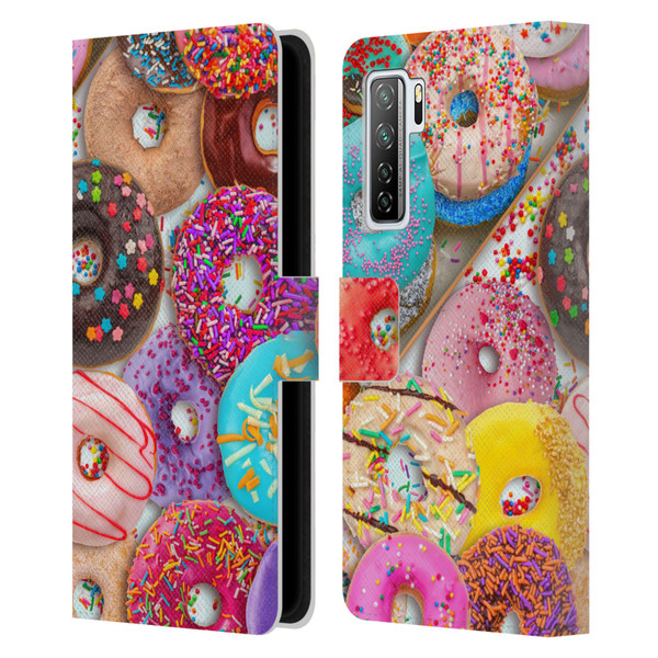 Aimee Stewart Colourful Sweets Donut Noms Leather Book Wallet Case Cover For Huawei Nova 7 SE/P40 Lite 5G