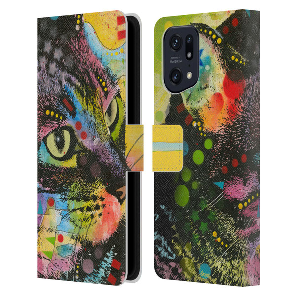 Dean Russo Cats Napy Leather Book Wallet Case Cover For OPPO Find X5