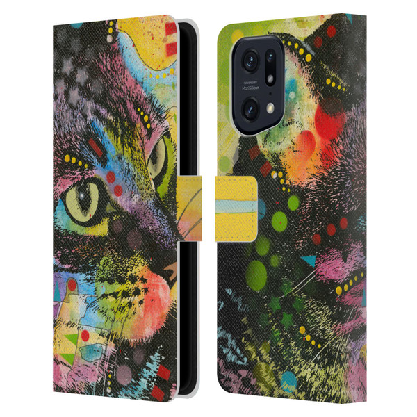 Dean Russo Cats Napy Leather Book Wallet Case Cover For OPPO Find X5 Pro