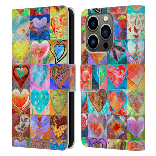 Aimee Stewart Colourful Sweets Hearts Grid Leather Book Wallet Case Cover For Apple iPhone 14 Pro
