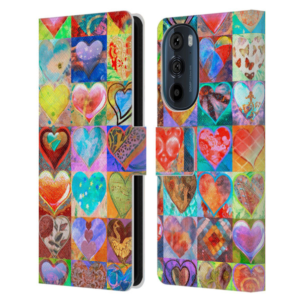 Aimee Stewart Colourful Sweets Hearts Grid Leather Book Wallet Case Cover For Motorola Edge 30