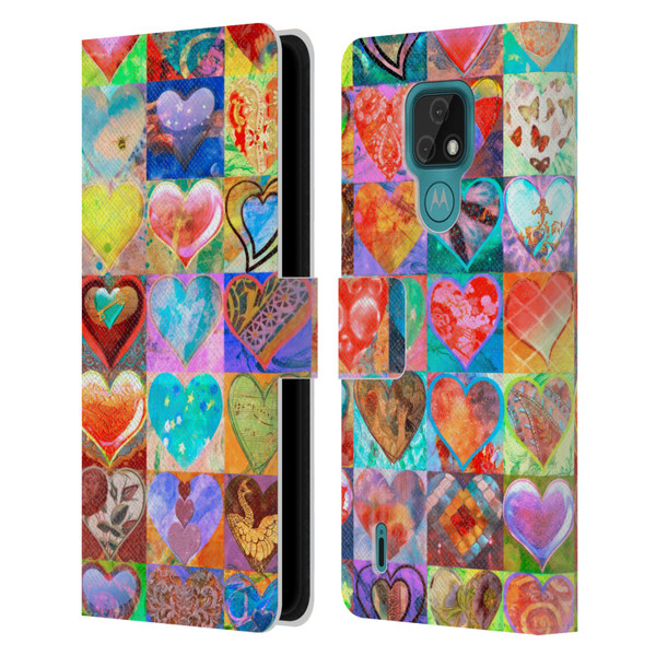 Aimee Stewart Colourful Sweets Hearts Grid Leather Book Wallet Case Cover For Motorola Moto E7