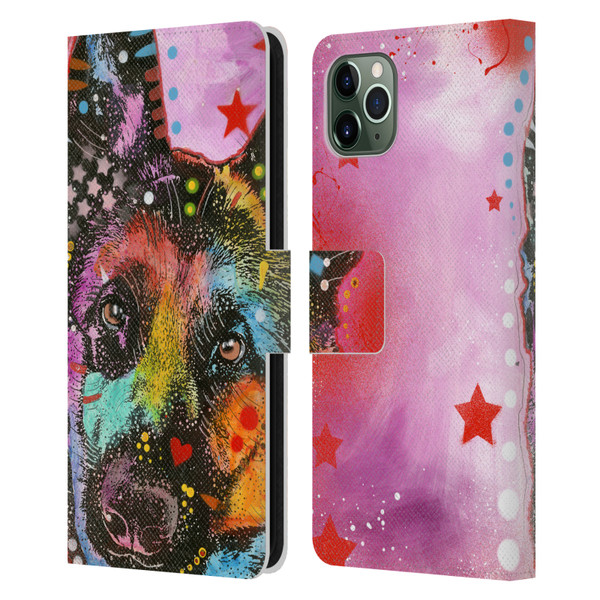 Dean Russo Dogs German Shepherd Leather Book Wallet Case Cover For Apple iPhone 11 Pro Max