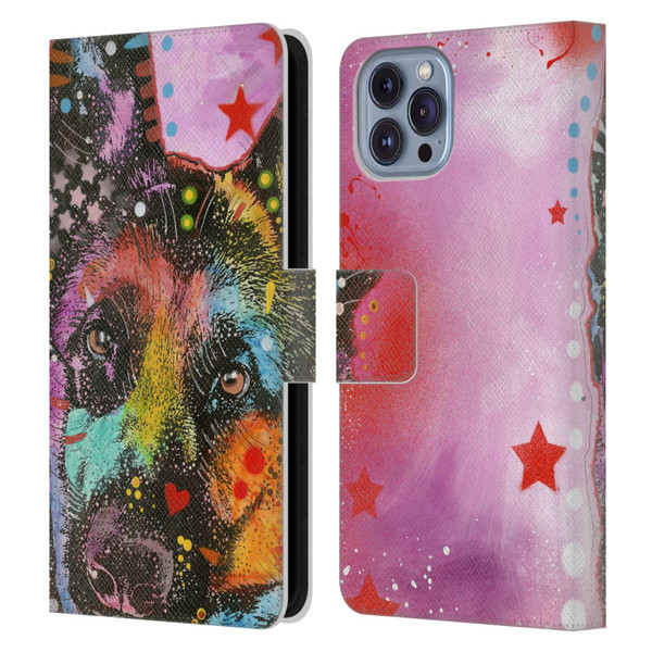 Dean Russo Dogs German Shepherd Leather Book Wallet Case Cover For Apple iPhone 14