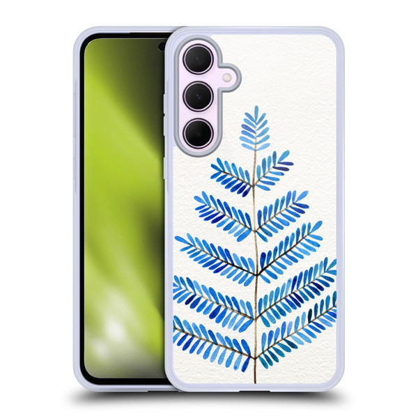 Cat Coquillette Nature Leaflets Blue Soft Gel Case for Samsung Galaxy A35 5G