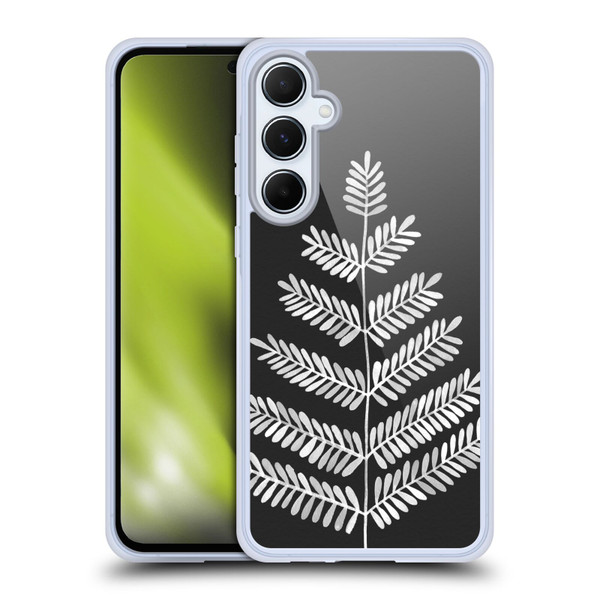 Cat Coquillette Nature Leaflets Black Soft Gel Case for Samsung Galaxy A55 5G