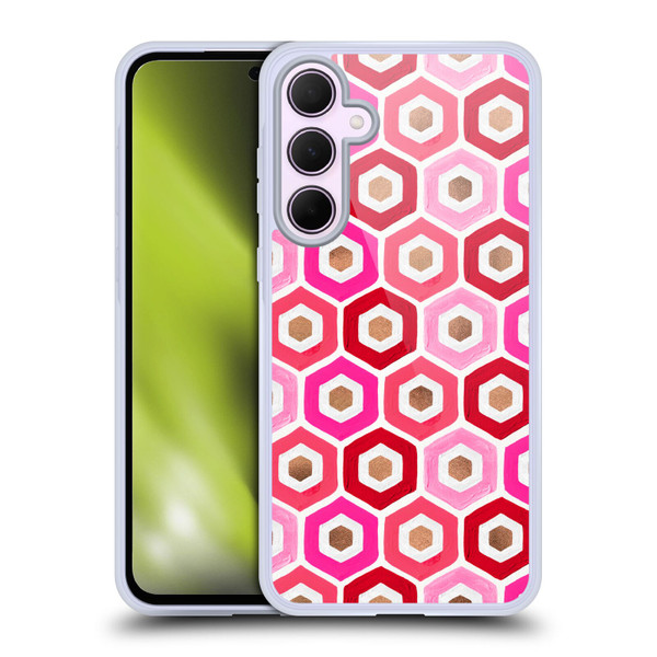 Cat Coquillette Patterns 6 Honeycomb Pink Soft Gel Case for Samsung Galaxy A35 5G
