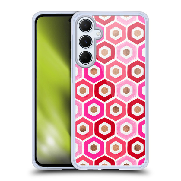 Cat Coquillette Patterns 6 Honeycomb Pink Soft Gel Case for Samsung Galaxy A55 5G
