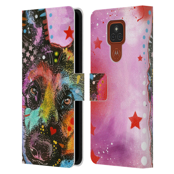 Dean Russo Dogs German Shepherd Leather Book Wallet Case Cover For Motorola Moto E7 Plus