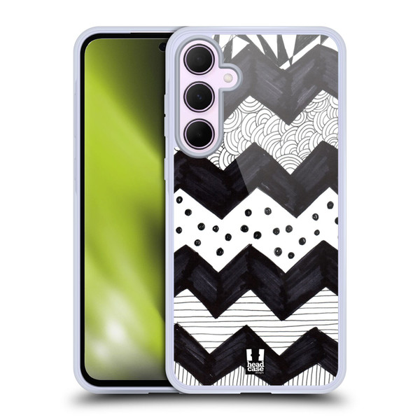 Head Case Designs Black And White Doodle Patterns Zigzag Soft Gel Case for Samsung Galaxy A35 5G