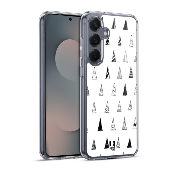 Head Case Designs Black And White Doodle Patterns Triangle Soft Gel Case for Samsung Galaxy S25+ & MagSafe