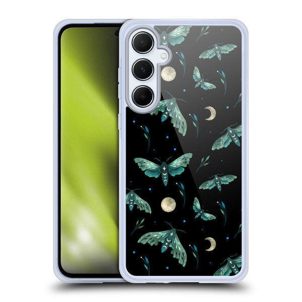 Episodic Drawing Art Lime Hawk Moth Pattern Soft Gel Case for Samsung Galaxy A55 5G