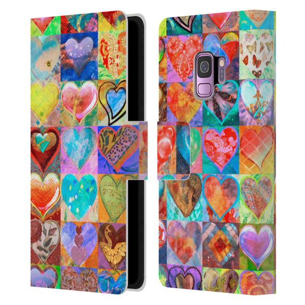 Aimee Stewart Colourful Sweets Hearts Grid Leather Book Wallet Case Cover For Samsung Galaxy S9