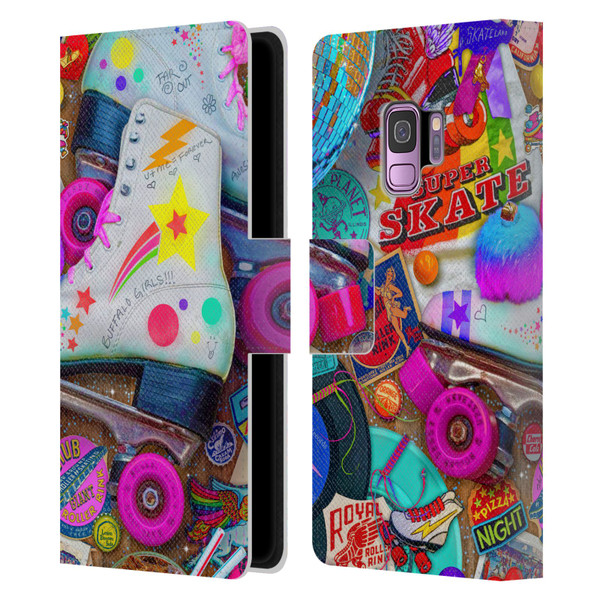 Aimee Stewart Colourful Sweets Skate Night Leather Book Wallet Case Cover For Samsung Galaxy S9