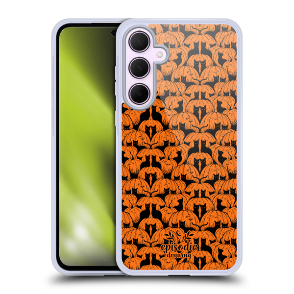 Episodic Drawing Spooky Patterns Pink Moth Soft Gel Case for Samsung Galaxy A35 5G