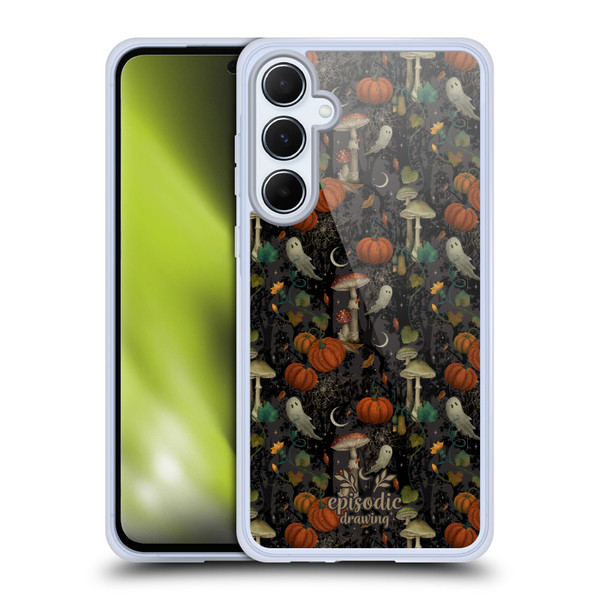Episodic Drawing Spooky Patterns Whimsy Halloween Pumpkin Soft Gel Case for Samsung Galaxy A55 5G