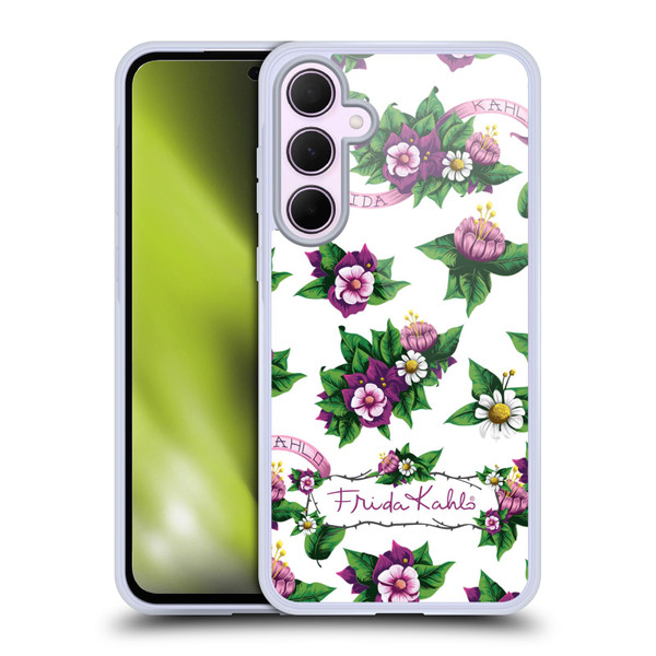 Frida Kahlo Purple Florals Pattern Soft Gel Case for Samsung Galaxy A35 5G
