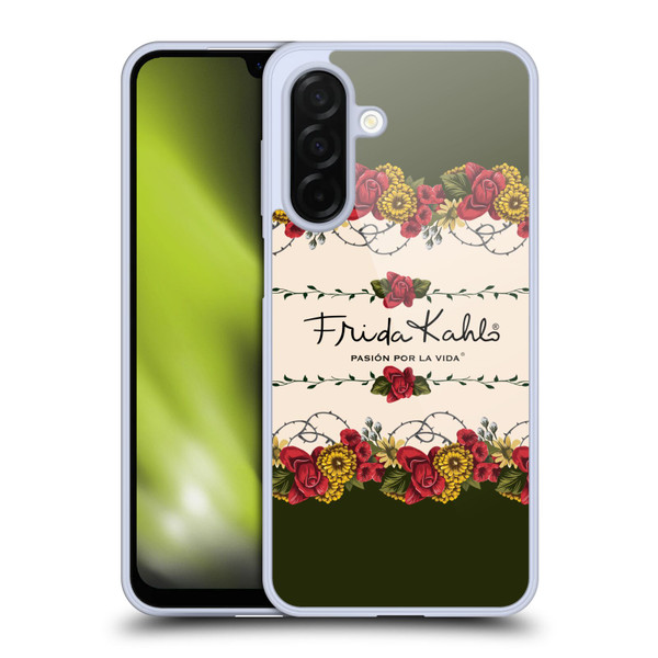 Frida Kahlo Red Florals Border Soft Gel Case for Samsung Galaxy A26 5G