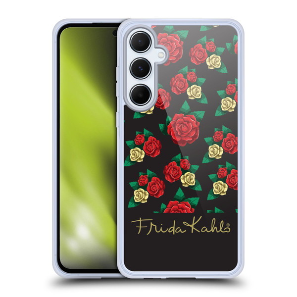 Frida Kahlo Roses Pattern Soft Gel Case for Samsung Galaxy A55 5G