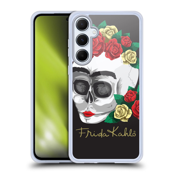 Frida Kahlo Roses Skull Soft Gel Case for Samsung Galaxy A55 5G