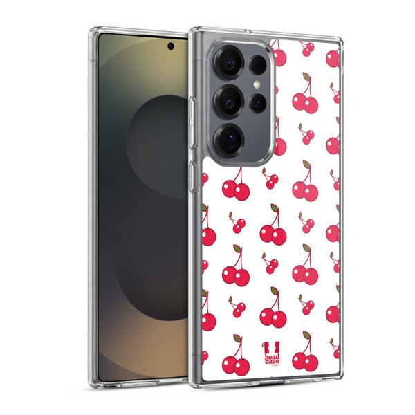 Head Case Designs Fruit Patterns Cherries Soft Gel Case for Samsung Galaxy S25 Ultra & MagSafe