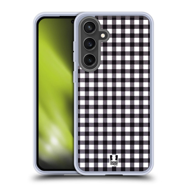 Head Case Designs Gingham-Patterns Black Soft Gel Case for Samsung Galaxy S24 FE & MagSafe