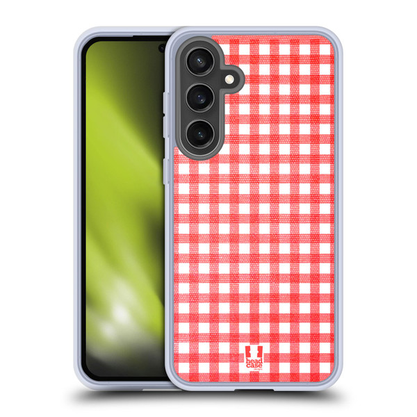 Head Case Designs Gingham-Patterns Red Soft Gel Case for Samsung Galaxy S24 FE & MagSafe