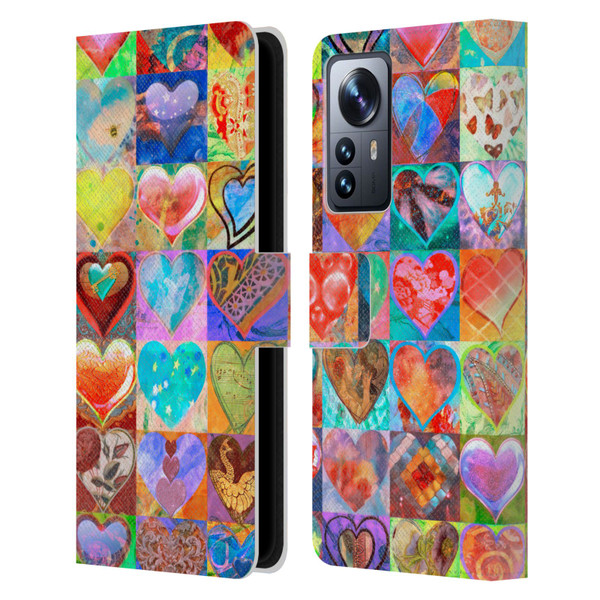 Aimee Stewart Colourful Sweets Hearts Grid Leather Book Wallet Case Cover For Xiaomi 12 Pro