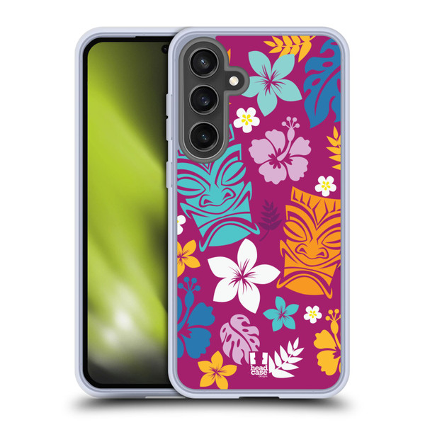 Head Case Designs Hawaiian Patterns Tiki Soft Gel Case for Samsung Galaxy S24 FE & MagSafe