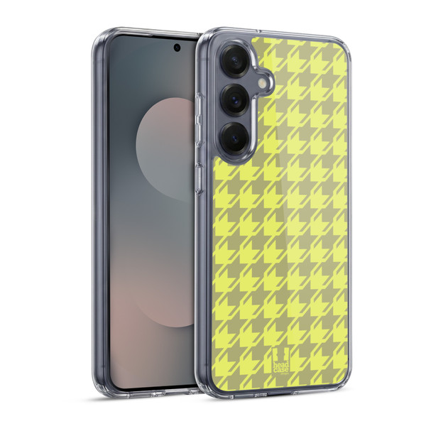 Head Case Designs Houndstooth-Patterns Yellow Soft Gel Case for Samsung Galaxy S25 & MagSafe