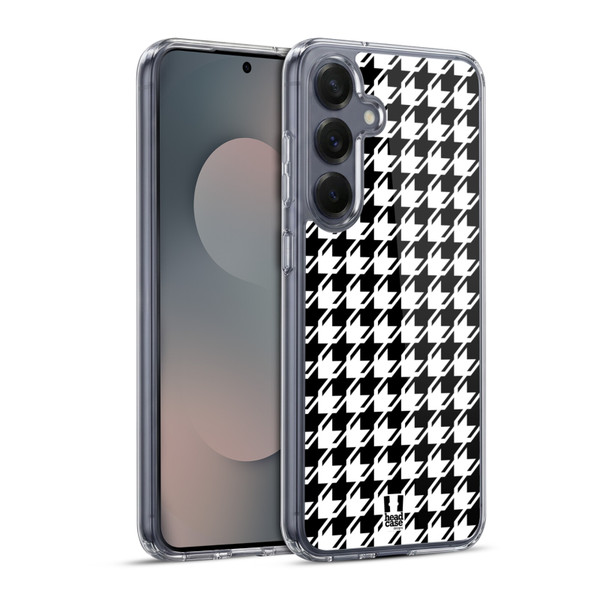 Head Case Designs Houndstooth-Patterns Black Soft Gel Case for Samsung Galaxy S25+ & MagSafe