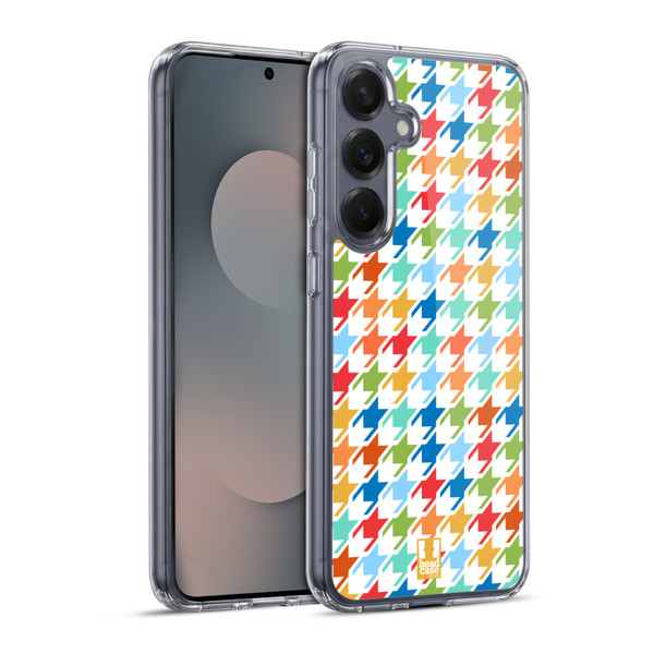 Head Case Designs Houndstooth-Patterns Rainbow Soft Gel Case for Samsung Galaxy S25+ & MagSafe