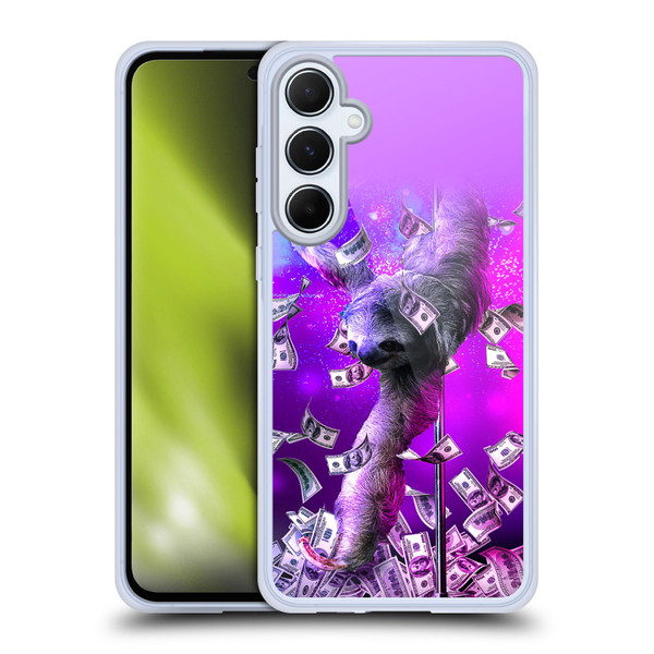 Random Galaxy Animals Dancing Strip Pole Sloth Soft Gel Case for Samsung Galaxy A55 5G