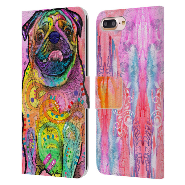 Dean Russo Dogs 3 Pug Leather Book Wallet Case Cover For Apple iPhone 7 Plus / iPhone 8 Plus