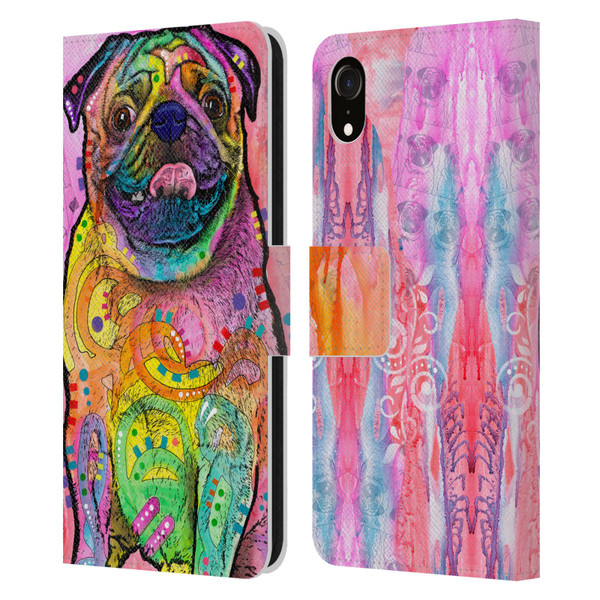 Dean Russo Dogs 3 Pug Leather Book Wallet Case Cover For Apple iPhone XR